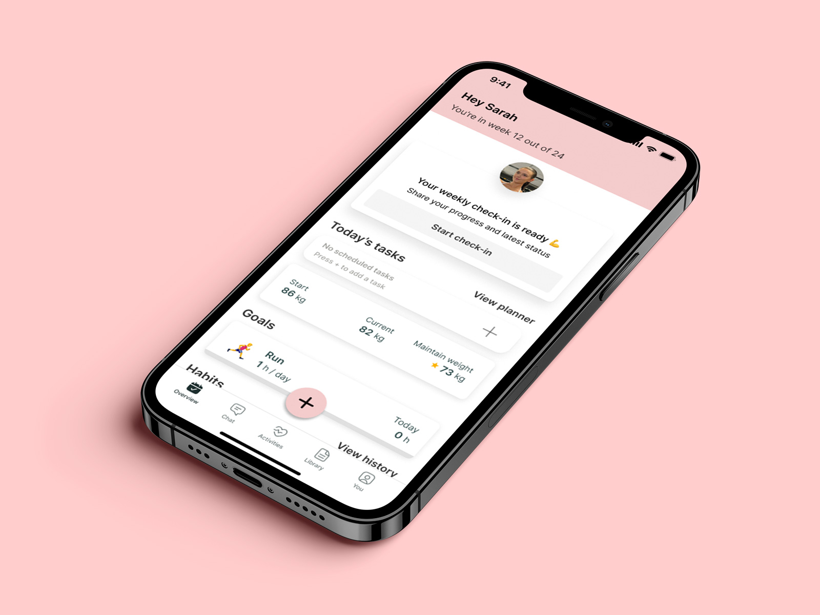A mockup of the coaching app showcasing the features.